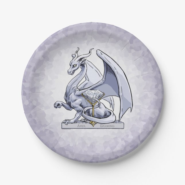 Assiettes En Carton Avril Dragon de Pierre de naissance : Diamant (Devant)