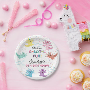 Assiettes En Carton Axolotl Kids Cute Salamander Anniversaire