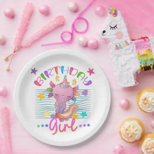 Assiettes En Carton Axolotl Unicorn Anniversaire Fille Thème Coloré