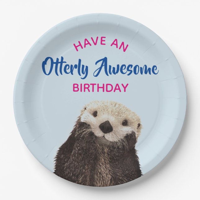 Assiettes En Carton Ayez un magnifique Anniversaire mignon Otter Pic (Devant)