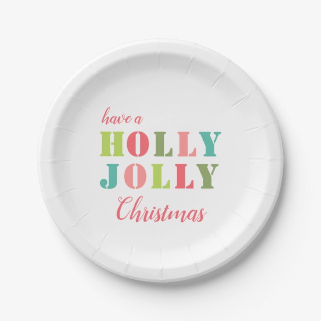 Assiettes En Carton Ayez une plaque de papier colorée de Noël Holly Jo (Devant)