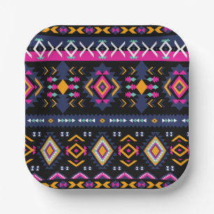 Assiettes En Carton Aztèque coloré