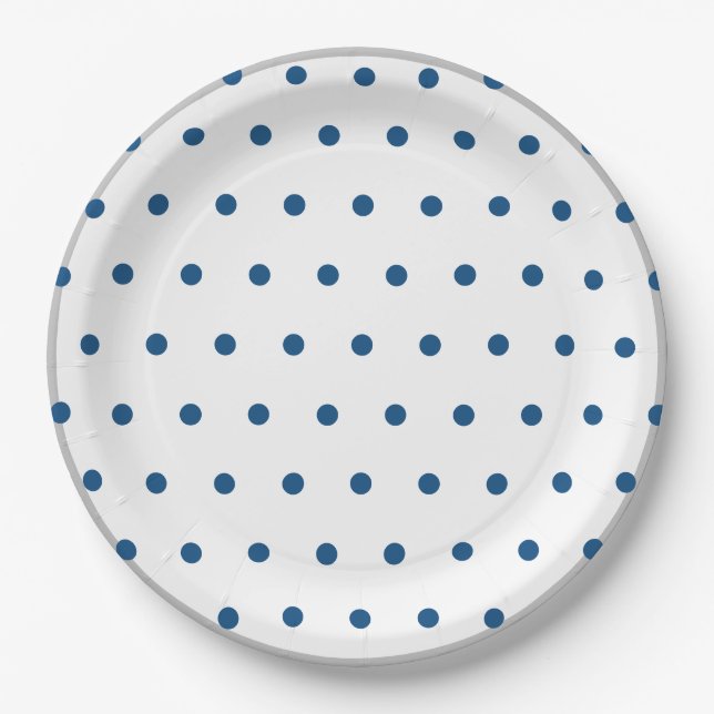 Assiettes En Carton Azur bleu Pois argent blanc (Devant)