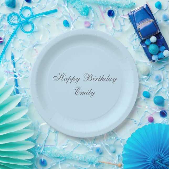 Assiettes En Carton Baby Blue Minimalist Birthday Party Paper Plates (Fête)