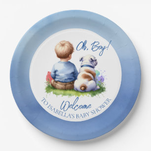 Assiettes En Carton Baby Boy et son Baby shower Bulldog