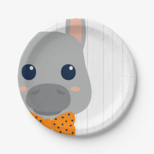 Assiettes En Carton Baby Boy Orange Donkey Baby shower