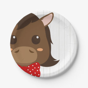 Assiettes En Carton Baby Boy Red Horse Baby shower Plaques en papier