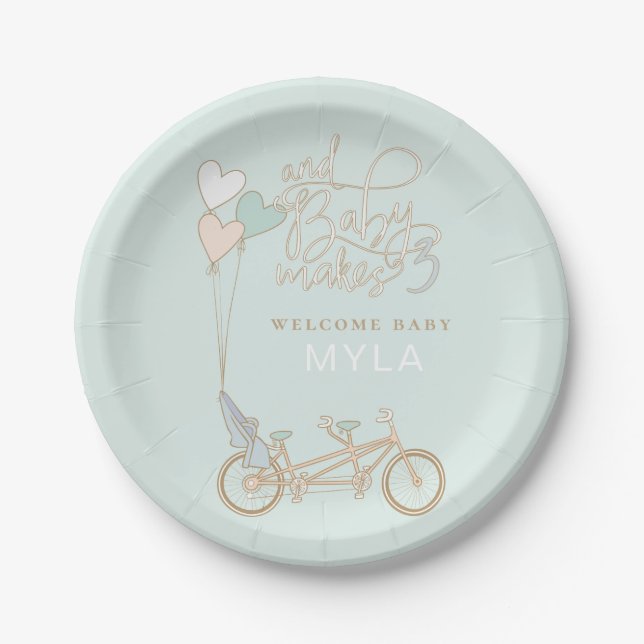 Assiettes En Carton Baby Fabrique trois tandem vélo avec siège bébé pe (Devant)