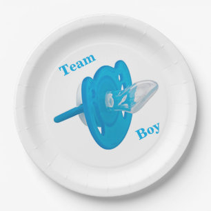 Assiettes En Carton Baby Gender Reveal Party - Team Boy