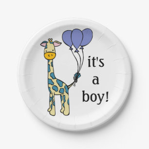 Assiettes En Carton Baby Giraffe - C'est un garçon - Plaques de Baby s