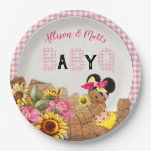 Assiettes En Carton Baby Girl Douche Tournesol rose Bébé Q Barbeque
