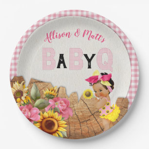 Assiettes En Carton Baby Girl Douche Tournesol rose Bébé Q Barbeque