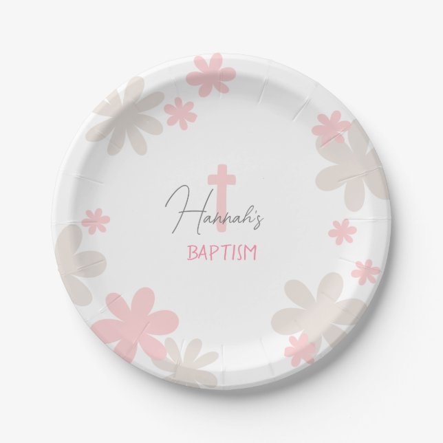 Assiettes En Carton Baby Girl mignonne Baptême Baptême Plaques en papi (Devant)