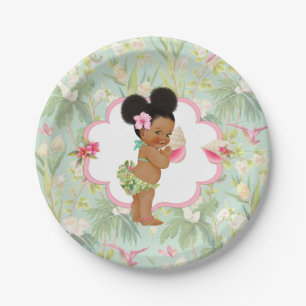 Assiettes En Carton Baby Girl Tropical Hawaiian Luau Hibiscus Puffs
