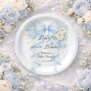 Assiettes En Carton Baby in Bloom Baby-Shower Bleu