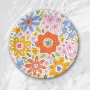 Assiettes En Carton Baby in Bloom Retro Fleur sauvage Baby shower