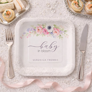 Assiettes En Carton Baby in Bloom Sweet Floral Baby Shower