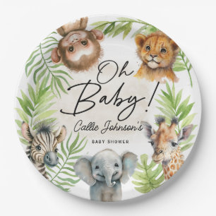 Assiettes En Carton Baby Jungle Safari animal