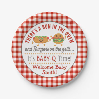 Assiettes En Carton Baby-Q genre révéler BBQ Plaque papier