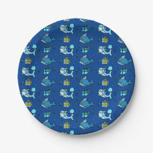 Assiettes En Carton Baby Shark and Whales Personnalisé Boy's Birthday
