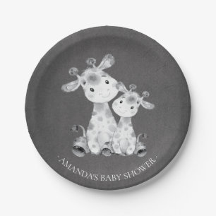 Assiettes En Carton Baby shower 7" de filles de girafe de tableau plat