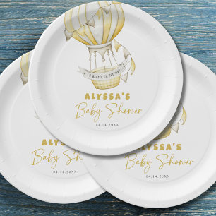 Assiettes En Carton Baby shower à ballon à air chaud jaune