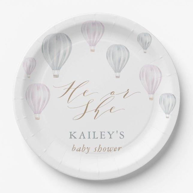 Assiettes En Carton Baby shower à ballon gonflable selon le sexe (Devant)