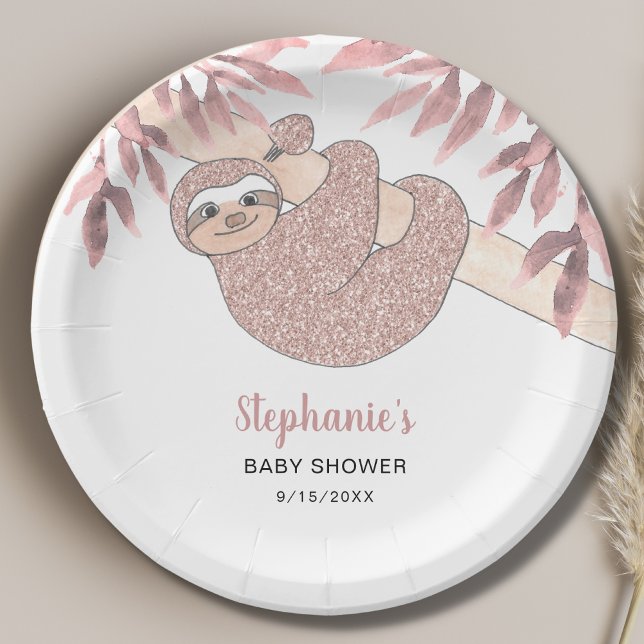 Assiettes En Carton Baby shower à fentes roses (Créateur téléchargé)