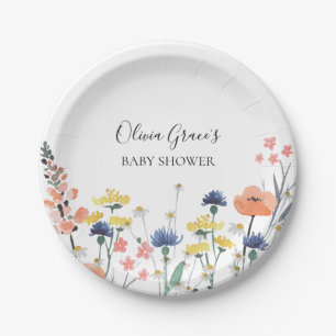 Assiettes En Carton baby shower à fleurs d'aquarelle fleur sauvage