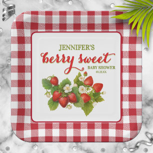 Assiettes En Carton Baby shower à thème Berry Sweet Strawberry