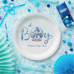 Assiettes En Carton Baby shower à thème Oh Boy Winter