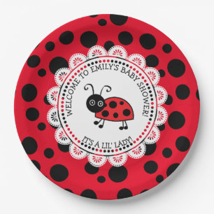 Assiettes En Carton Baby shower à thème Red Ladybug