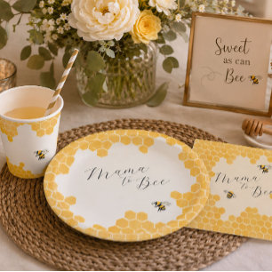 Assiettes En Carton Baby-Shower abeille blanche