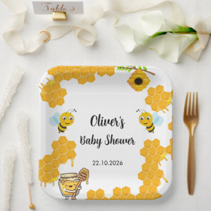 Assiettes En Carton Baby Shower Abeille Miel