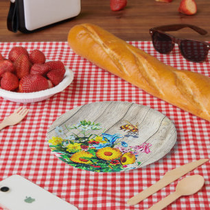 Assiettes En Carton Baby shower abeilles Rustique Floral Pacifier