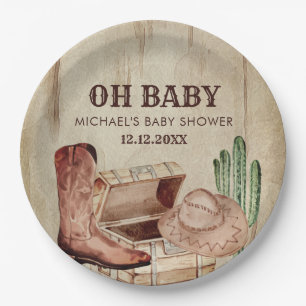 Assiettes En Carton Baby Shower Adorable Cowboy Chaussures Western