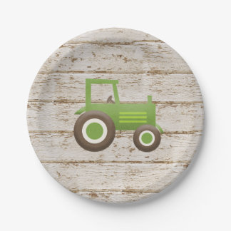 Assiettes En Carton Baby shower agricole Green Tractor
