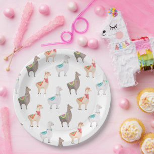 Assiettes En Carton Baby Shower Alpaga Fête Enfants Lama Aquarelle
