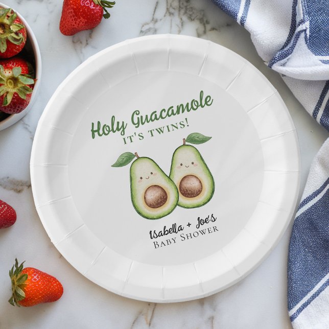 Assiettes En Carton Baby shower amusant des jumeaux de Saint-Guacamole (Créateur téléchargé)