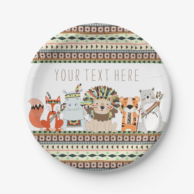 Assiettes En Carton Baby shower animal tribal (Devant)