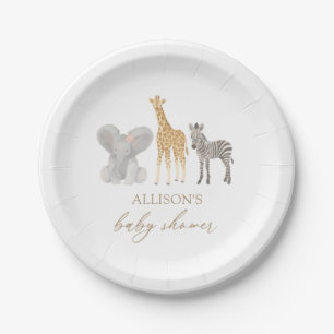 Assiettes En Carton Baby shower animaliers pour filles Safari