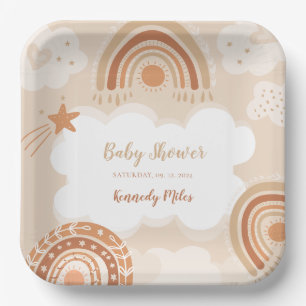 Assiettes En Carton Baby shower arc-en-ciel Boho