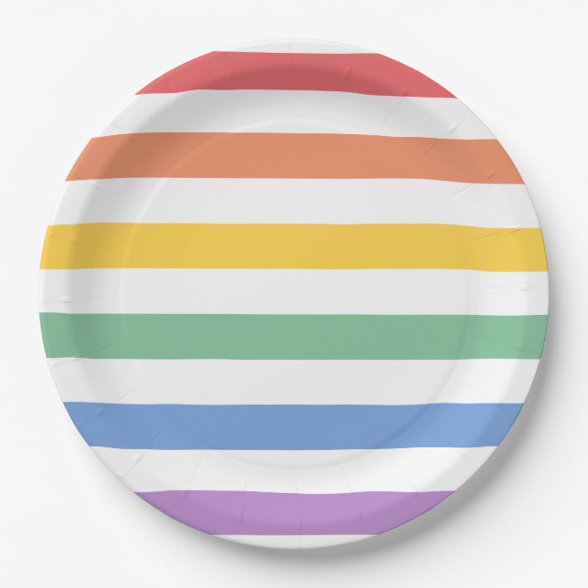 Assiettes En Carton Baby shower arc-en-ciel ou anniversaire (Devant)