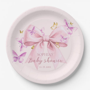 Assiettes En Carton Baby Shower Arc-en-ciel Papillon Rose 
