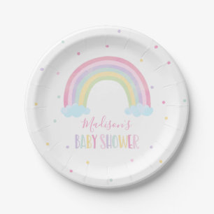 Assiettes En Carton Baby shower arc-en-ciel Pastel