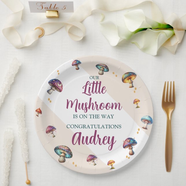 Assiettes En Carton Baby shower aux champignons de Boho mignons (Mariage)