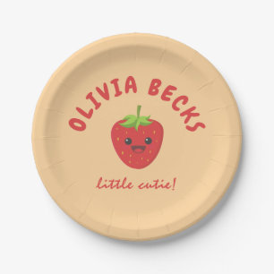 Assiettes En Carton Baby shower aux fraises Little Cutie
