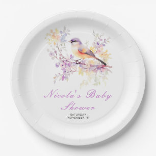 Assiettes En Carton Baby shower aux oiseaux mignons de printemps