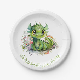 Assiettes En Carton Baby shower Baby Green Dragon