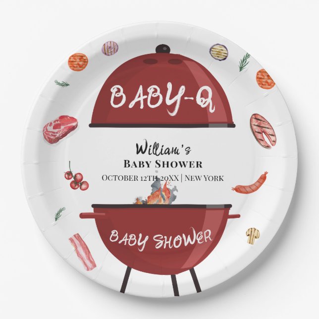 Assiettes En Carton Baby shower barbecue Jardin moderne (Devant)